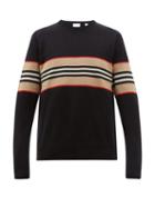Matchesfashion.com Burberry - Striped Cashmere Sweater - Mens - Black