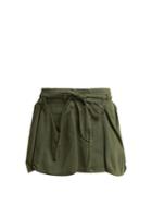 Valentino Patch-pocket Tie-waist Cotton-denim Mini Skirt