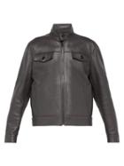Matchesfashion.com Prada - Racer Leather Jacket - Mens - Grey