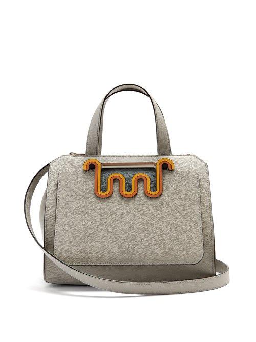 Matchesfashion.com Valextra - Passepartout Medium Leather Bag - Womens - Light Blue
