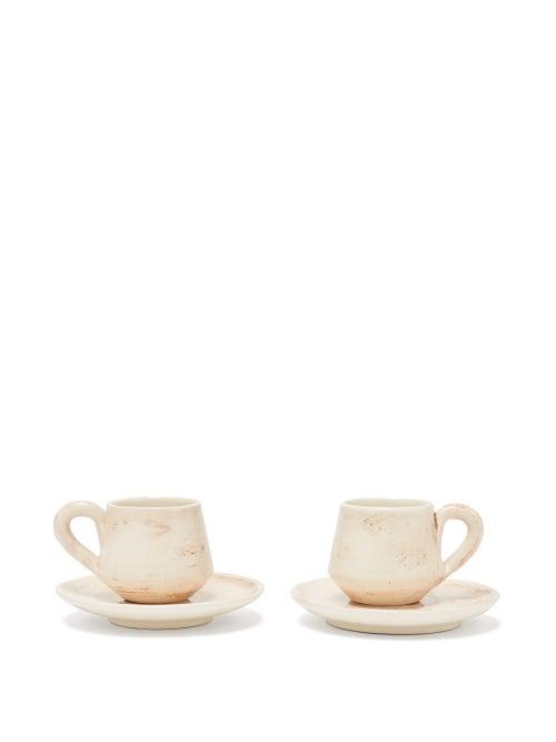 Brunello Cucinelli - Set Of Two Ceramic Cups And Saucers - Cream