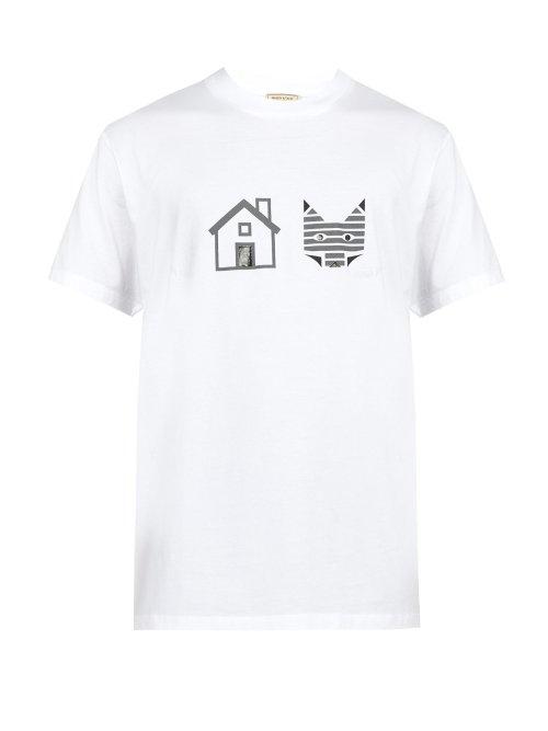Matchesfashion.com Maison Kitsun - Rebus Logo Printed Cotton T Shirt - Mens - White