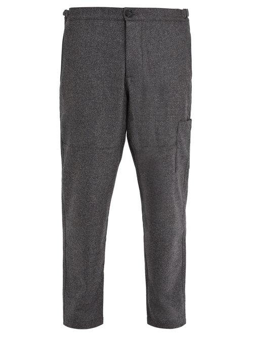 Matchesfashion.com Oliver Spencer - Judo Tapered Leg Cropped Wool Trousers - Mens - Grey
