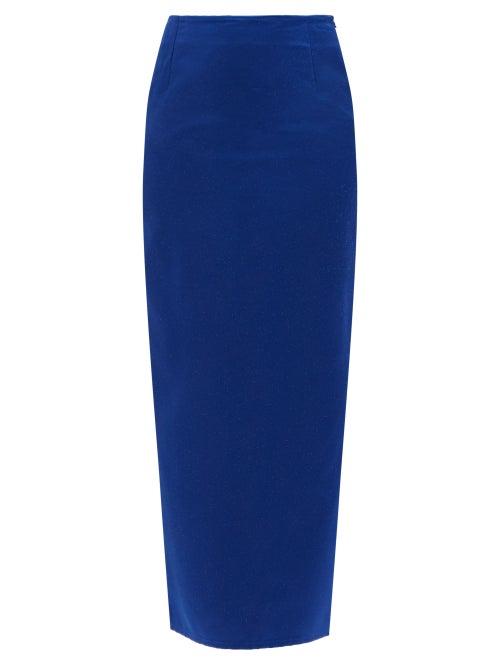 Matchesfashion.com Raf Simons - High-rise Pilled-satin Midi Skirt - Womens - Blue