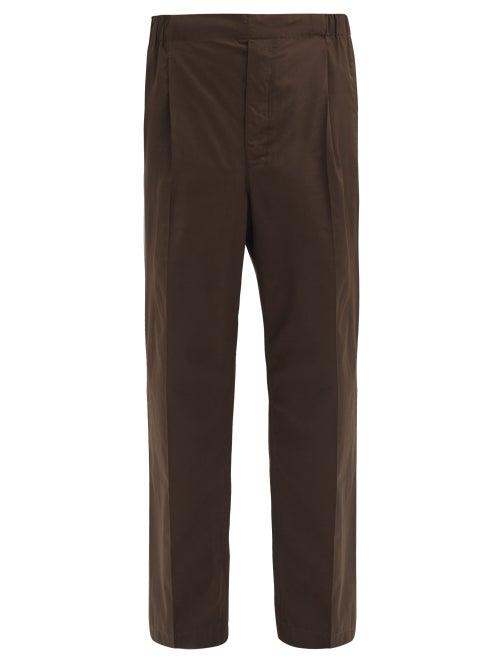Matchesfashion.com Lemaire - Elasticated-waist Cotton-twill Trousers - Mens - Dark Green