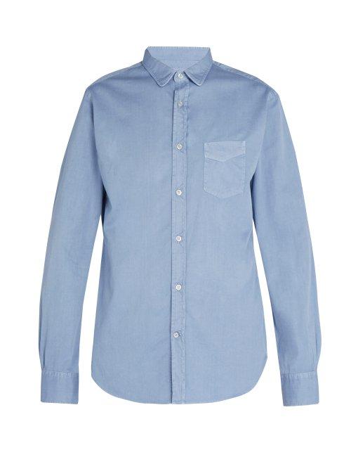 Matchesfashion.com Officine Gnrale - Lipp Stitch Pigment Dyed Cotton Twill Shirt - Mens - Blue