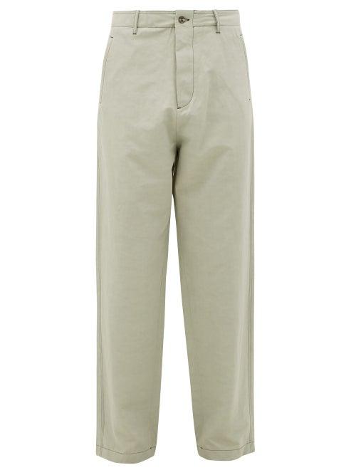 Matchesfashion.com Rochas - Topstitched Technical-blend Twill Trousers - Mens - Light Green