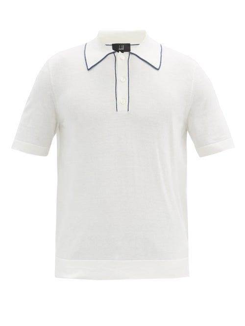 Matchesfashion.com Dunhill - Striped-collar Pima-cotton Jersey Polo Shirt - Mens - White