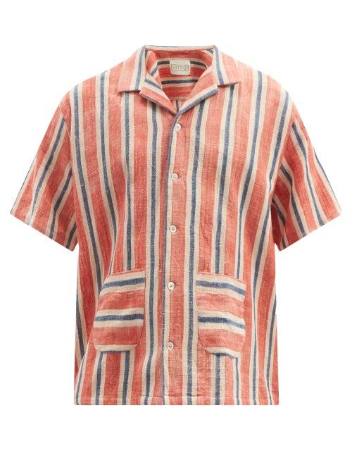 Matchesfashion.com Harago - Short-sleeved Upcycled Cotton-canvas Shirt - Mens - Red Multi