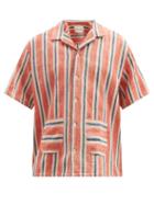 Matchesfashion.com Harago - Short-sleeved Upcycled Cotton-canvas Shirt - Mens - Red Multi