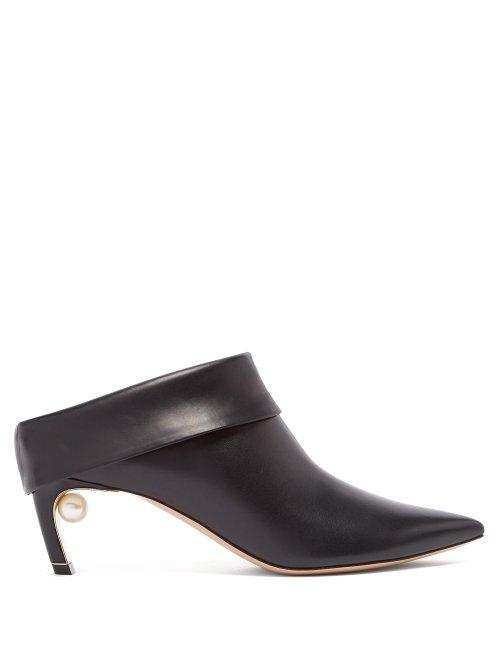 Matchesfashion.com Nicholas Kirkwood - Mira Pearl Heeled Leather Mules - Womens - Black