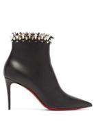 Matchesfashion.com Christian Louboutin - Firmamma 85 Studded-cuff Leather Boots - Womens - Black Silver