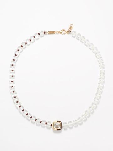 Bea Bongiasca - B Square Beaded Enamel & 9kt Gold Necklace - Womens - Gold Multi