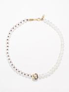 Bea Bongiasca - B Square Beaded Enamel & 9kt Gold Necklace - Womens - Gold Multi