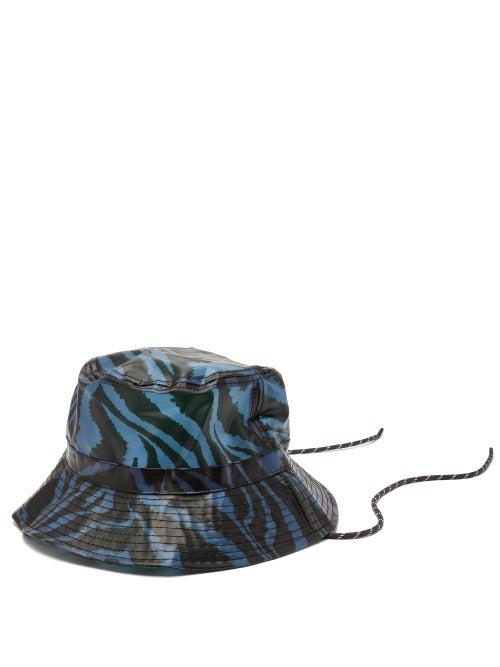Matchesfashion.com Ganni - Zebra-print Pvc Bucket Hat - Womens - Blue