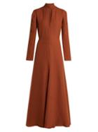 Matchesfashion.com Chlo - V Neck Silk Blend Crepe Dress - Womens - Brown