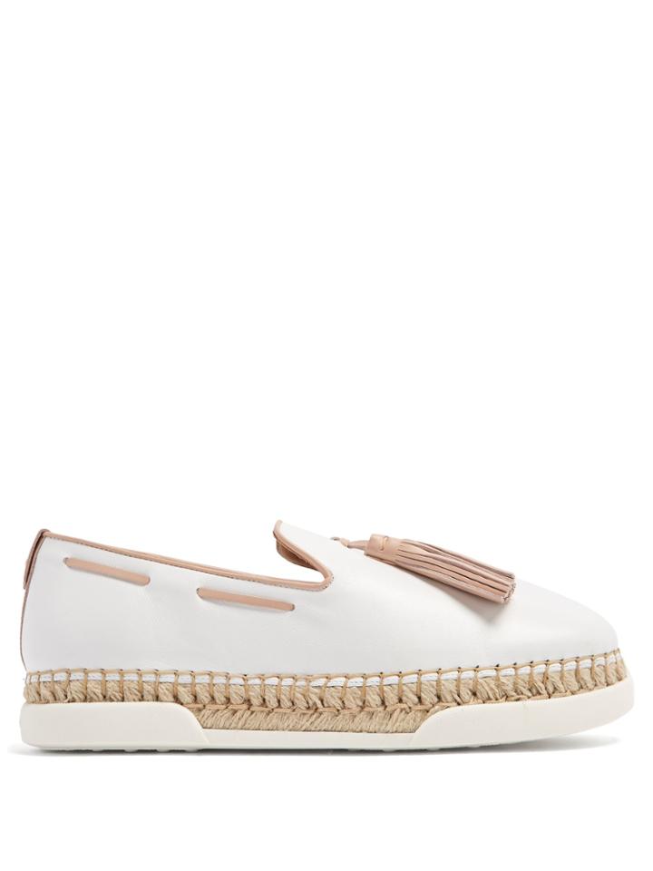 Tod's Gomma Tassel-embellished Leather Espadrilles
