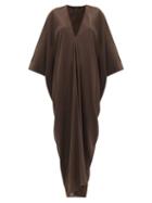 Matchesfashion.com Thea - The Teodora V-neck Silk Maxi Kaftan Dress - Womens - Dark Brown