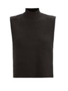 Cefinn - Janie High-neck Cropped Wool Sleeveless Sweater - Womens - Black