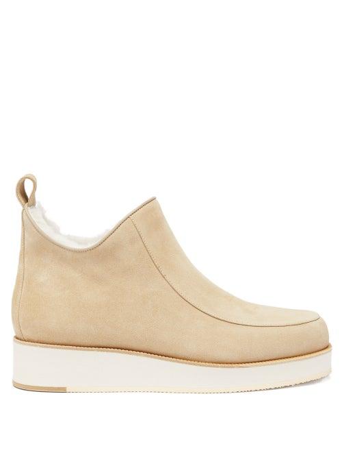 Gabriela Hearst - Harry Shearling-lined Suede Ankle Boots - Womens - Beige