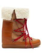 Matchesfashion.com Isabel Marant - Nowly Shearling And Leather Boots - Womens - Tan Multi