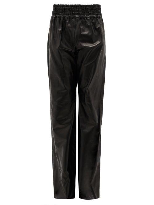 Matchesfashion.com Gabriela Hearst - Themis High-rise Leather Flared Trousers - Womens - Black