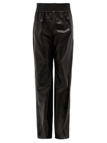 Matchesfashion.com Gabriela Hearst - Themis High-rise Leather Flared Trousers - Womens - Black