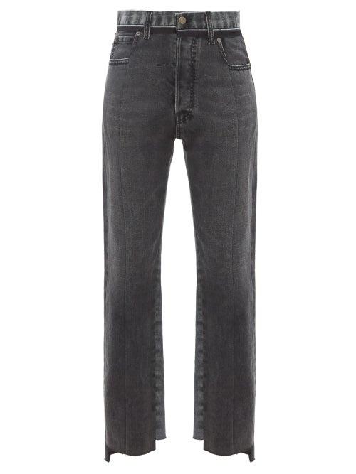 Matchesfashion.com Maison Margiela - Raw-hem Panelled Straight-leg Jeans - Womens - Black