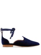 Matchesfashion.com Le Monde Beryl - Wraparound Velvet D'orsay Slipper Shoes - Womens - Navy