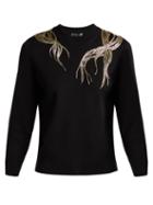 Matchesfashion.com Alexander Mcqueen - Bead Embellished Wool Sweater - Womens - Black Silver