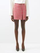 Alessandra Rich - Wool-blend Vichy Tweed Mini Skirt - Womens - Red White