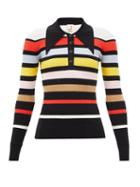Joostricot - Striped Ribbed Cotton-blend Polo Shirt - Womens - Multi