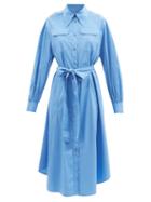 Lee Mathews - Franklin Cotton-blend Poplin Shirt Dress - Womens - Blue