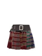 Matchesfashion.com Chopova Lowena - Pleated Recycled Wool Jacquard Mini Skirt - Womens - Red Multi