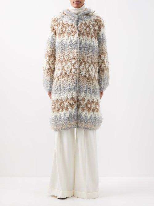 Brunello Cucinelli - Fair Isle Hooded Mohair-blend Cardigan - Womens - Multi