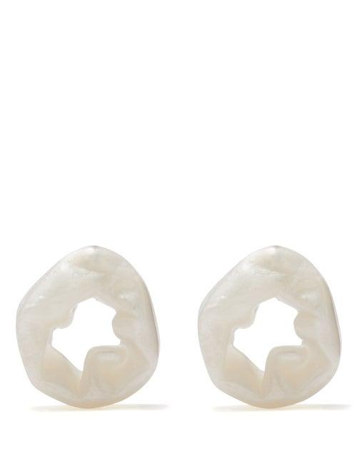 Completedworks - Scrunched Resin & Gold-vermeil Hoop Earrings - Womens - Pearl