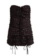 Matchesfashion.com Attico - Ruched Polka Dot Organza Mini Dress - Womens - Black Multi