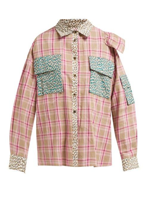 Matchesfashion.com Natasha Zinko - Open Back Panelled Cotton Shirt - Womens - Pink Multi