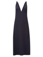 Raey - Bust-cup Deep V-neck Silk Slip Dress - Womens - Dark Navy