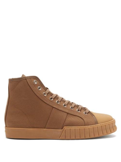 Matchesfashion.com Primury - Divid Hi Recycled-cotton Canvas Trainers - Mens - Khaki