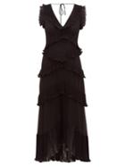 Matchesfashion.com Zimmermann - Super Eight Pleated-frill Chiffon Midi Dress - Womens - Black
