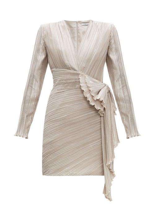 Matchesfashion.com Givenchy - Bow Embellished Pliss Satin Dress - Womens - Light Grey