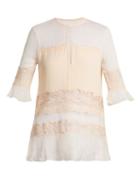 Matchesfashion.com Jonathan Simkhai - Lace Panel Silk Georgette Top - Womens - Cream