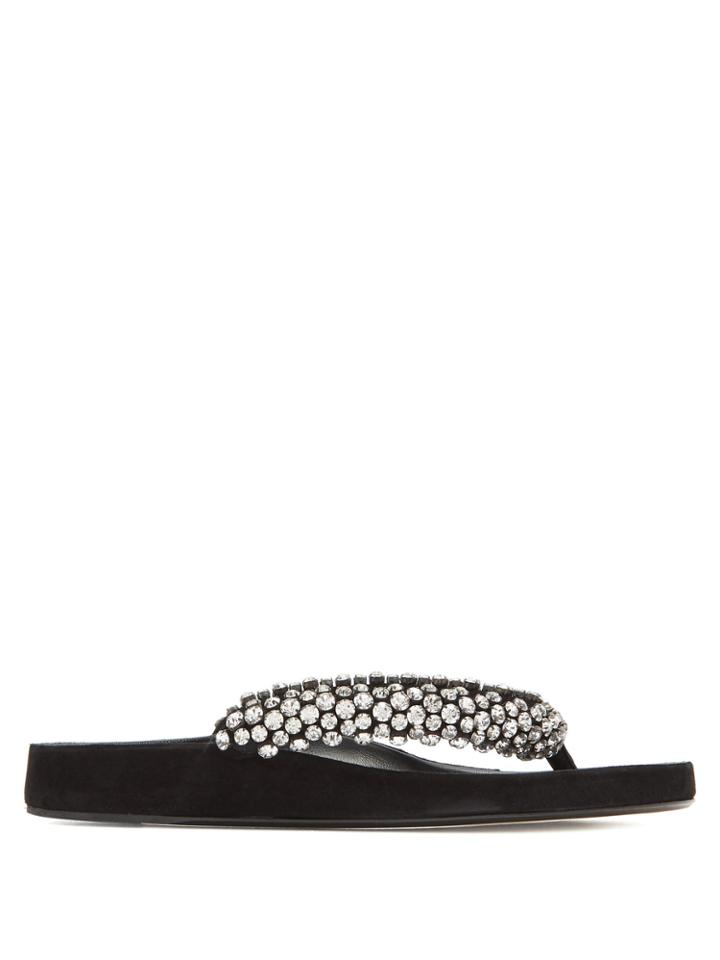 Isabel Marant Elabel Crystal-embellished Leather Sandals