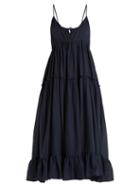 Matchesfashion.com Loup Charmant - Carino Tiered Cotton Dress - Womens - Navy