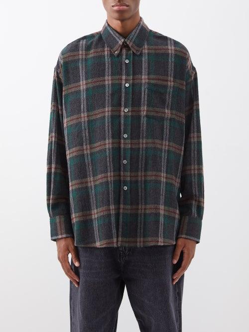 Our Legacy - Borrowed Oversized Check Wool-blend Shirt - Mens - Green Multi