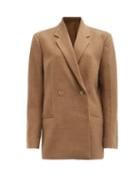 Totme - Double-breasted Twill Blazer - Womens - Beige