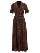 Staud - Millie Zebra-print Maxi Shirt Dress - Womens - Brown Multi