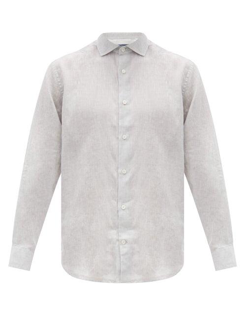 Matchesfashion.com Frescobol Carioca - Antonio Regular-fit Linen Shirt - Mens - Grey