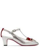 Matchesfashion.com Gucci - Anita Crystal Bow Embellished T Bar Leather Pumps - Womens - Silver